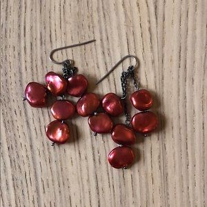 Red Pearl Drop Earrings Honora Pearl & Silver